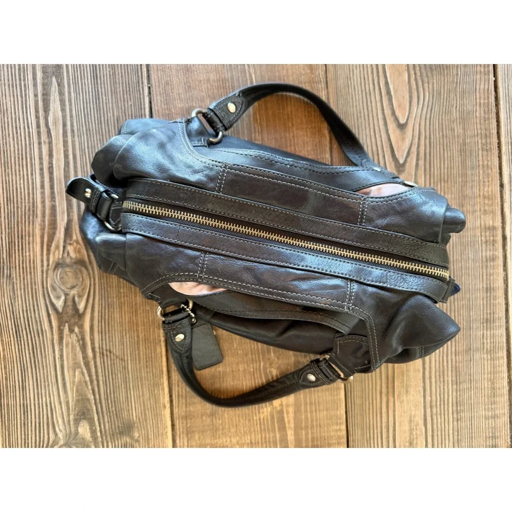 Vintage 2000s Coach XL Ergo Pleated Hobo Bag Black Leather Slouchy Charms Y2K